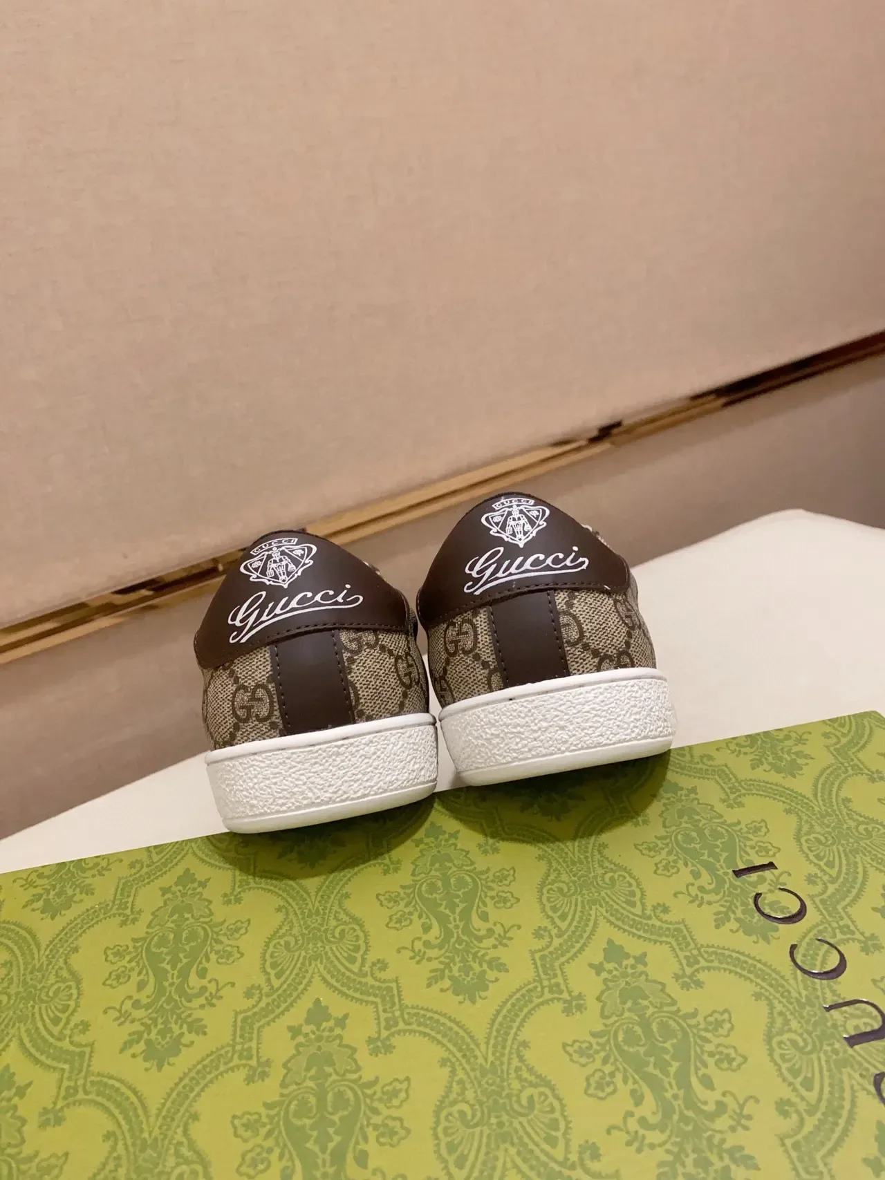 Gucci Beige Marron Monogram Toile Cuir Superpositions Sneakers Lifestyle 3