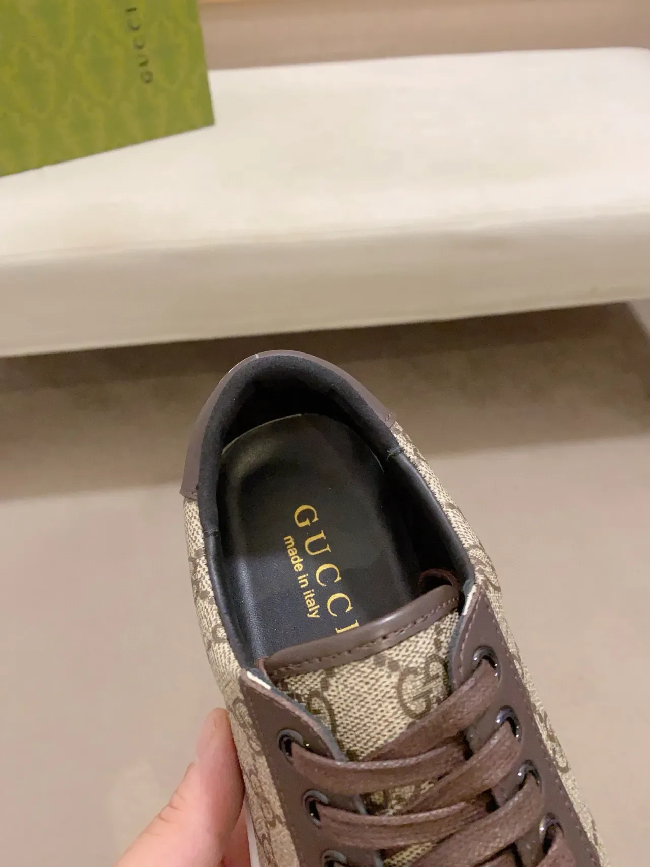 Gucci Beige Marron Monogram Toile Cuir Superpositions Sneakers Lifestyle 4