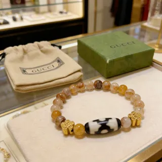 Gucci Pulsera Beige Dorado Perlada con Hardware