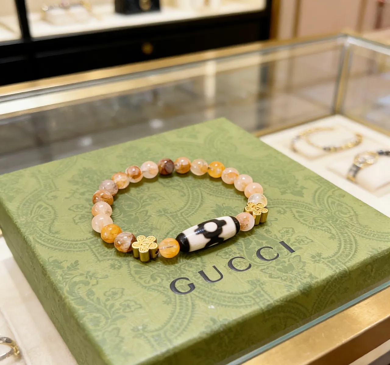 Gucci Beige Gold Beaded Hardware Bracelet 6