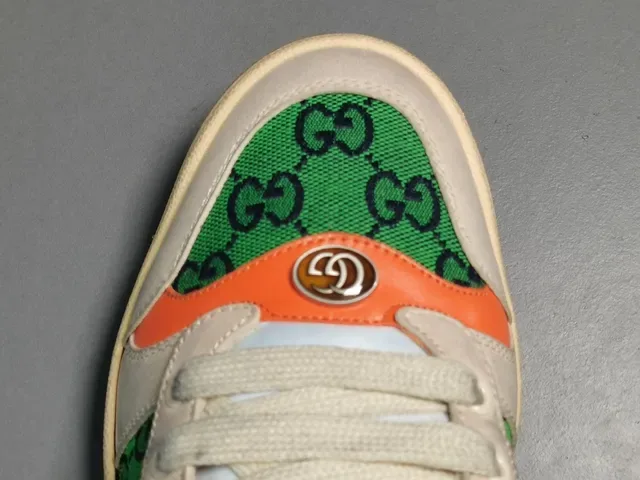 Gucci Beige Vert Baskets Lifestyle Basses en Toile Monogrammées 8