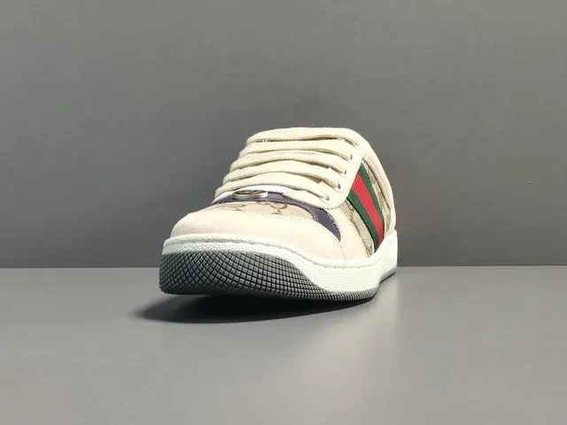 Gucci Beige Purple GG Monogram Canvas Red-Green Web Stripe Lifestyle Sneakers 2