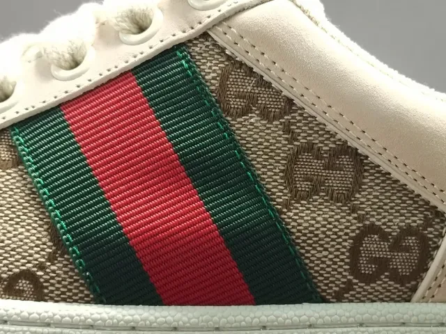 Gucci Beige Purple GG Monogram Canvas Red-Green Web Stripe Lifestyle Sneakers 15