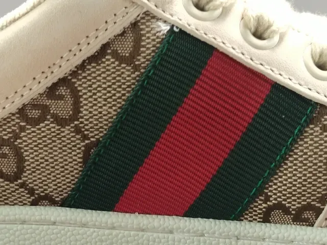 Gucci Beige Purple GG Monogram Canvas Red-Green Web Stripe Lifestyle Sneakers 17