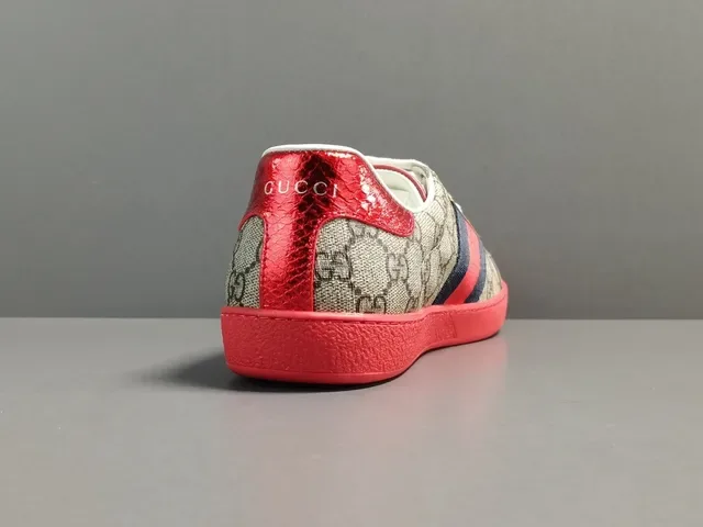 Gucci Beige Red GG Supreme Canvas Web Stripe Detail Lifestyle Sneakers 13
