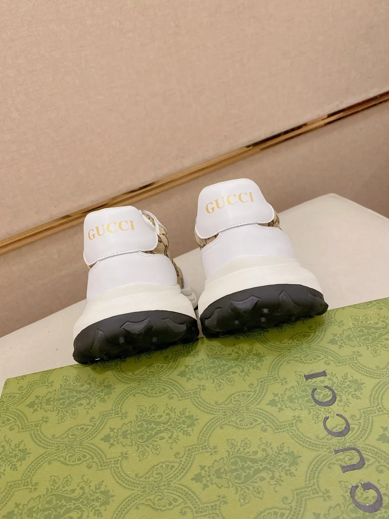 Gucci Beige White GG Monogram Canvas Leather Overlays Lifestyle Sneakers 2