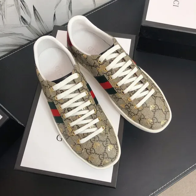Gucci Beige White GG Monogram Canvas Web Stripe Detail Lifestyle Sneakers 4