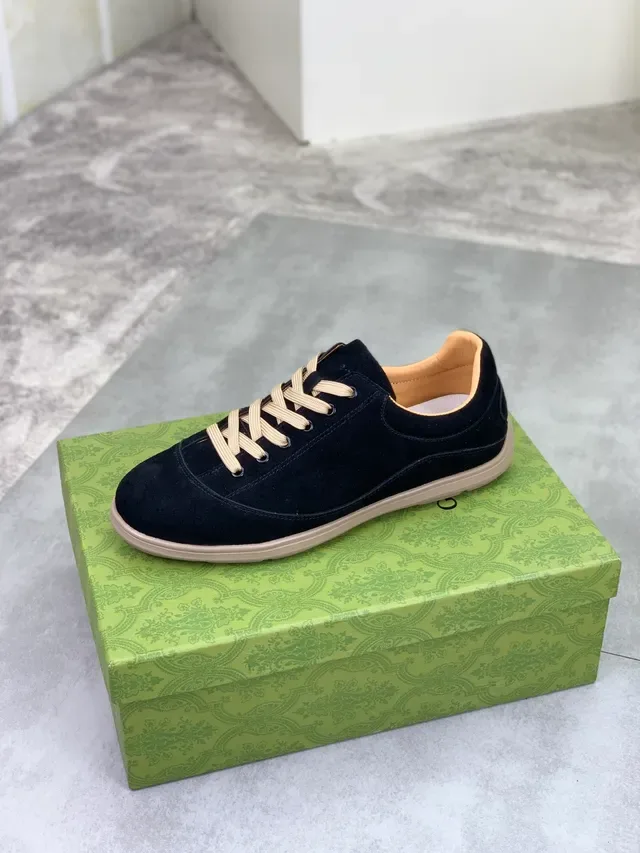 Gucci Black Beige Suede Upper Contrast Laces Casual Shoes 5