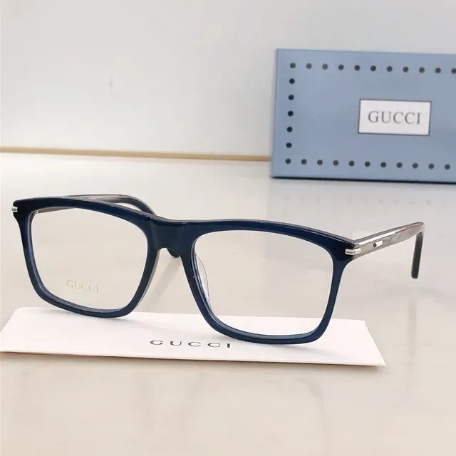 Gucci Black Gold Rectangular Full-Rim Acetate Frame Optical Glasses 6