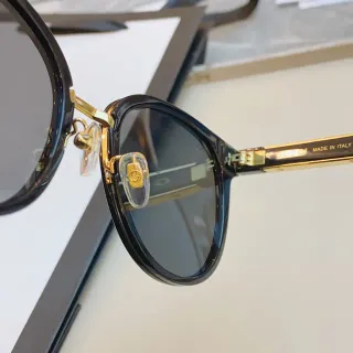 Gucci Black Gold Round Acetate Frame Metal Accents Sunglasses