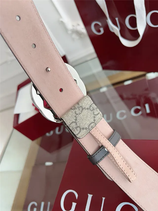 Gucci Black Gray Embossed GG Monogram Interlocking G Buckle Leather Belt 3