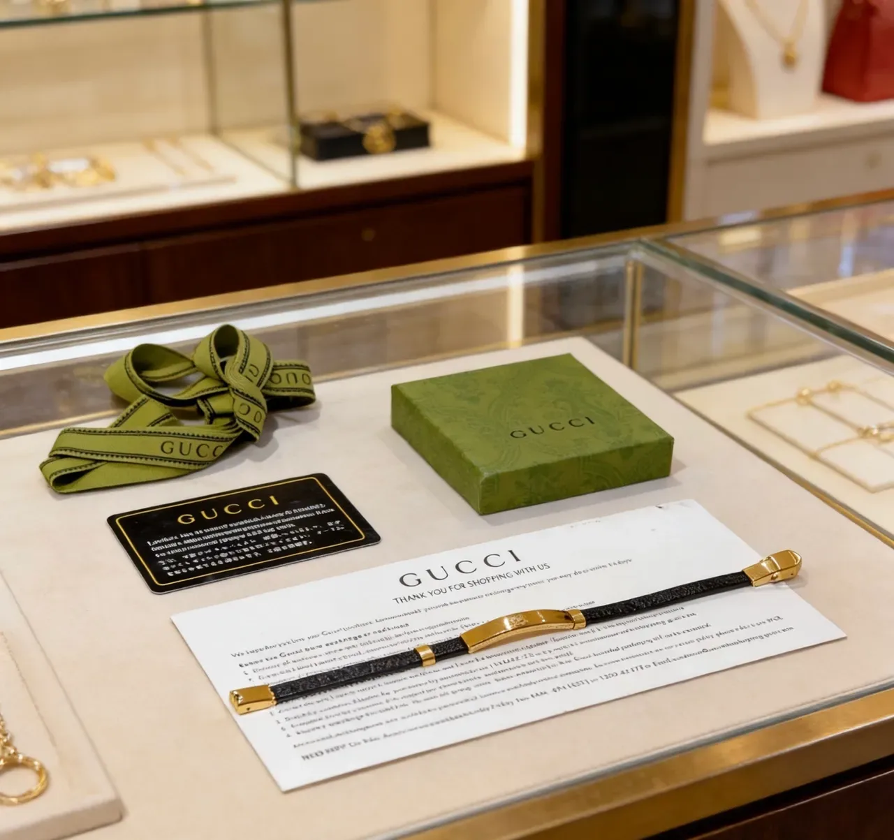 Gucci Black Leather and Gold-Tone Metal Bracelet 7