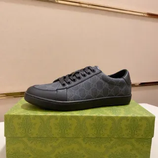 Gucci Black Monogram Canvas Upper Leather Toe Cap Lifestyle Sneakers