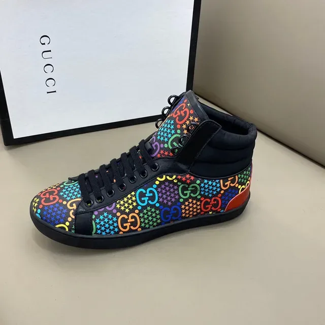 Gucci Black Multicolor High-Top Padded Collar Lifestyle Sneakers 5