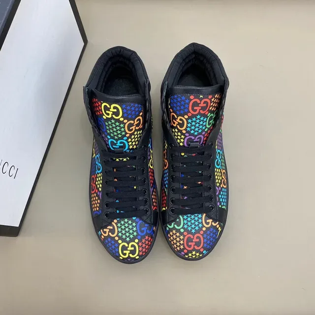 Gucci Black Multicolor High-Top Padded Collar Lifestyle Sneakers 9