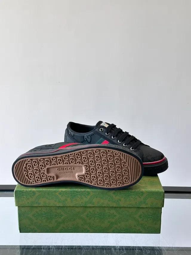 Gucci Black Red Canvas Upper Interlocking G Monogram Lifestyle Sneakers 2