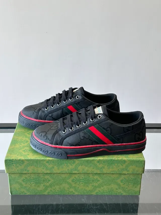 Gucci Black Red Canvas Upper Interlocking G Monogram Lifestyle Sneakers 5