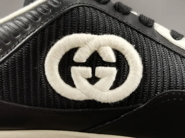 Gucci Black White Low-Top Mesh-and-Leather Upper Lifestyle Sneakers 6