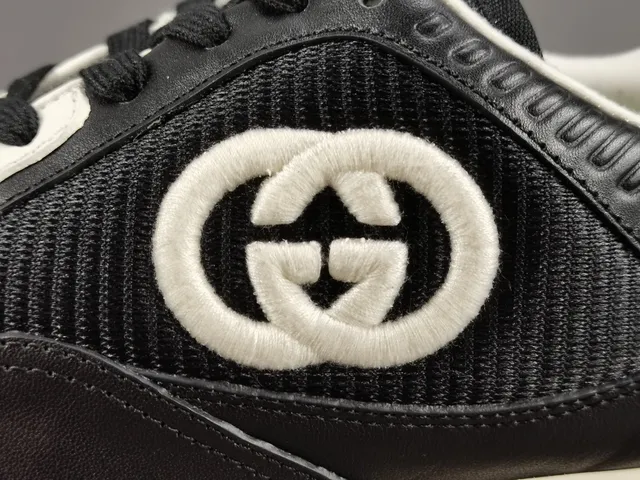 Gucci Black White Low-Top Mesh-and-Leather Upper Lifestyle Sneakers 8