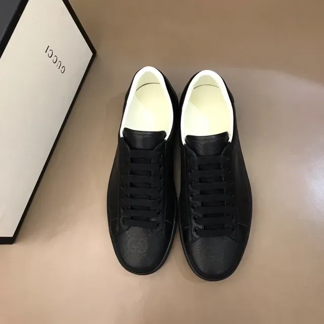 Gucci Black White Perforated Leather Embossed Interlocking GG Lifestyle Sneakers 4