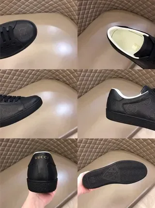 Gucci Black White Perforated Leather Embossed Interlocking GG Lifestyle Sneakers 7