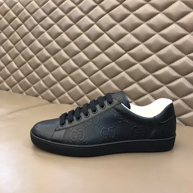 Gucci Black White Perforated Leather Embossed Interlocking GG Lifestyle Sneakers 8