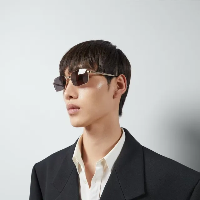 Gucci Brown Silver Rectangular Lens Thin Metal Frame Sunglasses 6