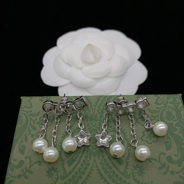Gucci Dangling Pearl and Star Charm Earrings 5