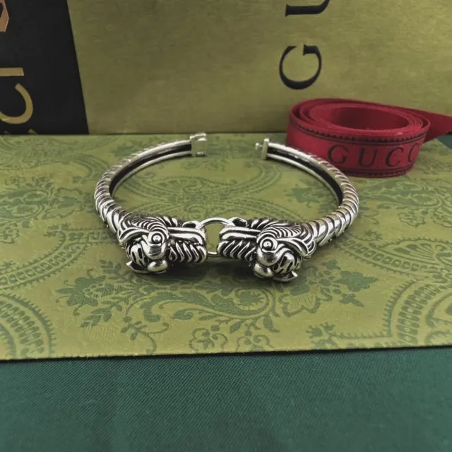 Gucci Dionysus Silver Dragon Head Terminals Twisted Rope Band Bracelet 2