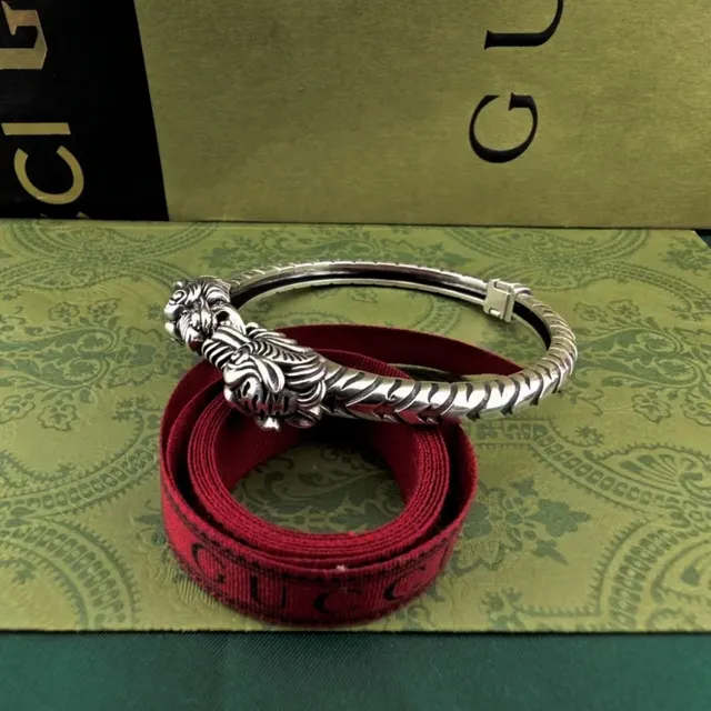 Gucci Dionysus Silver Dragon Head Terminals Twisted Rope Band Bracelet 3