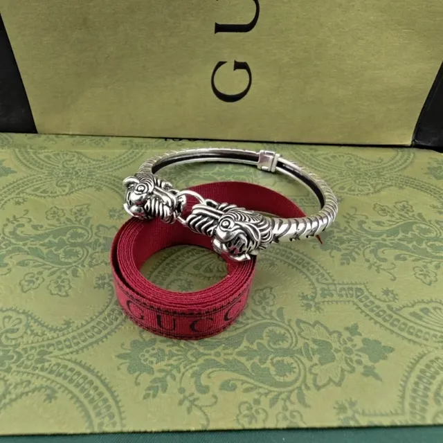 Gucci Dionysus Silver Dragon Head Terminals Twisted Rope Band Bracelet 4