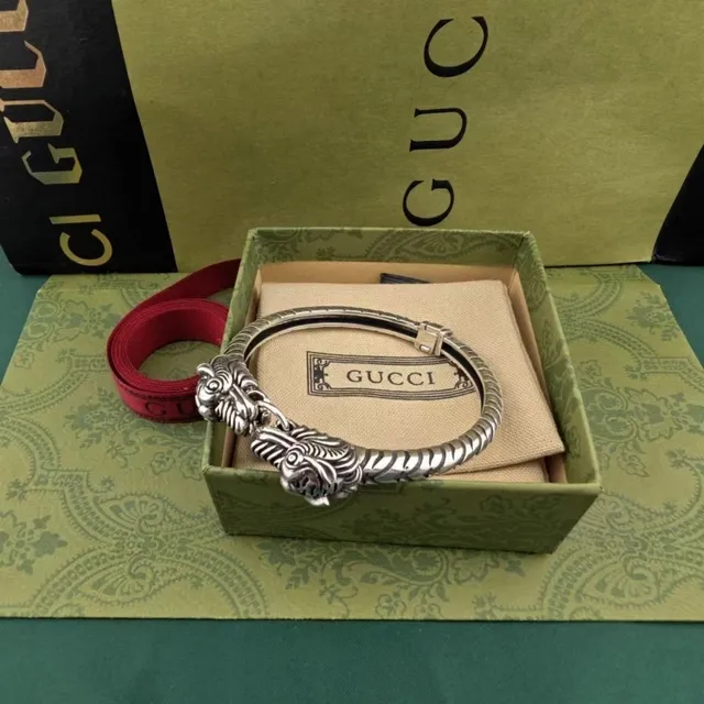 Gucci Dionysus Silver Dragon Head Terminals Twisted Rope Band Bracelet 6