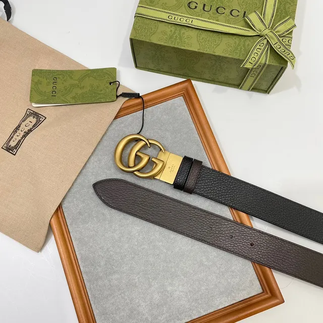 Gucci Double G Buckle Black Pebbled Leather Belt 3