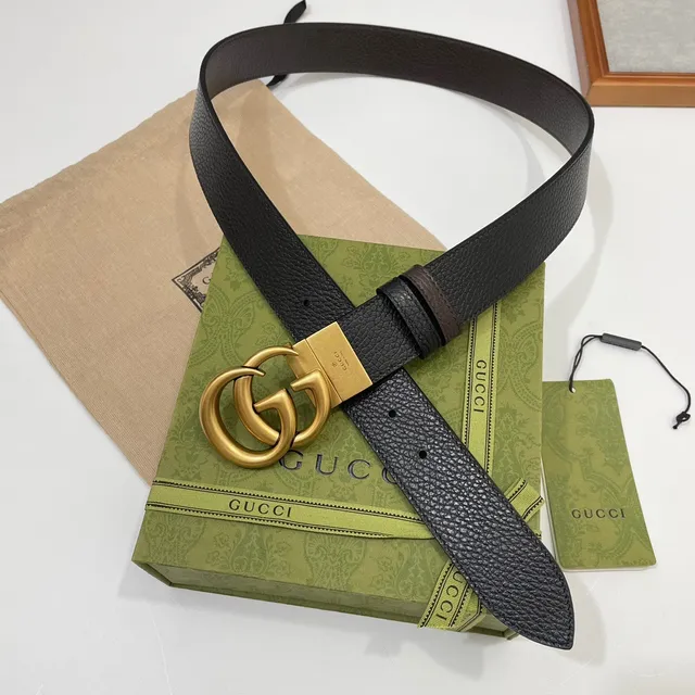 Gucci Double G Buckle Black Pebbled Leather Belt 5