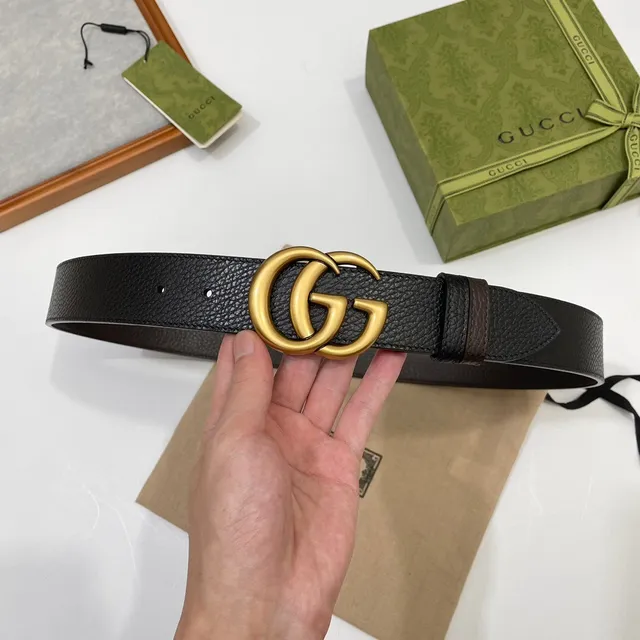 Gucci Double G Buckle Black Pebbled Leather Belt 6