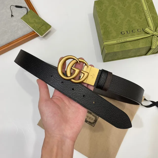 Gucci Double G Buckle Black Pebbled Leather Belt 7