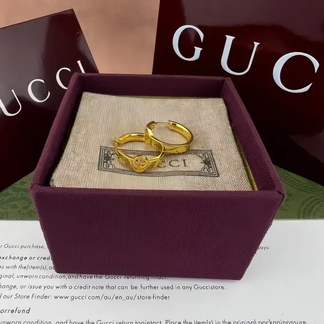 Gucci Double G Interlocking Logo Silver Hoop Earrings 4