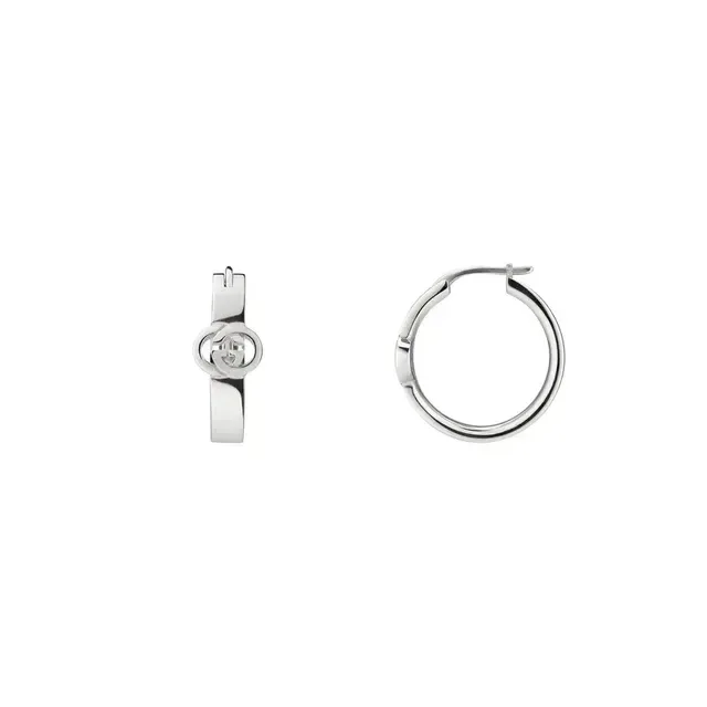 Gucci Double G Interlocking Logo Silver Hoop Earrings 8