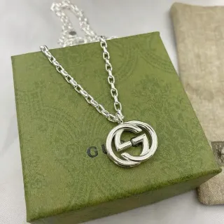 Gucci Double G Interlocking Logo Silver-Tone قلادة