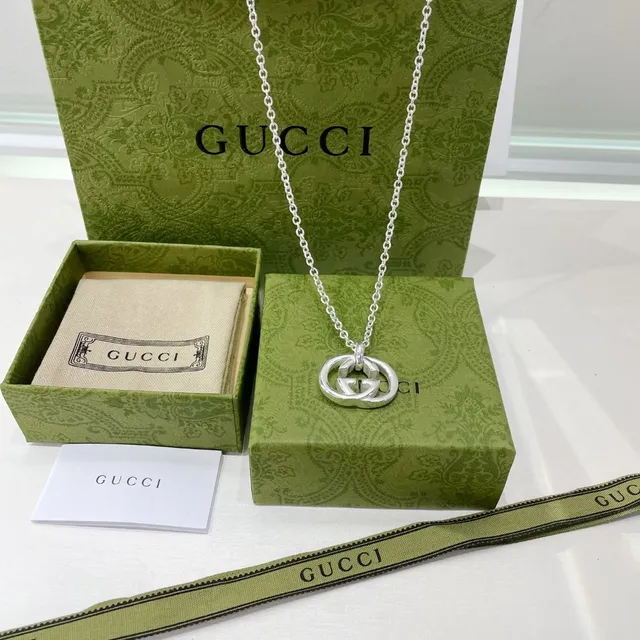 Gucci Double G Interlocking Logo Silver-Tone Necklace 3