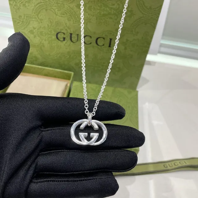 Gucci Double G Interlocking Logo Silver-Tone Necklace 8