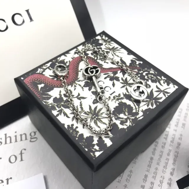 Gucci Double G Key Charm Silver Chain Bracelet 5