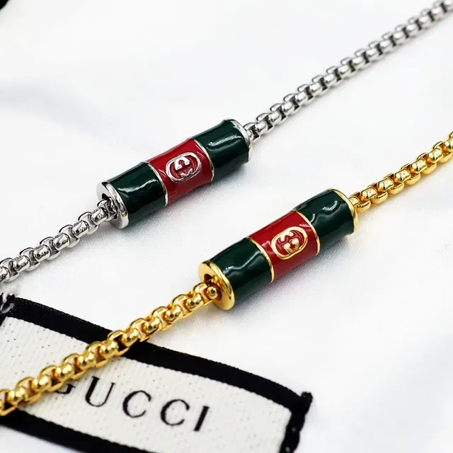 Gucci इनामेल स्ट्राइप इंटरलॉकिंग G हूप ईयररिंग्स 3