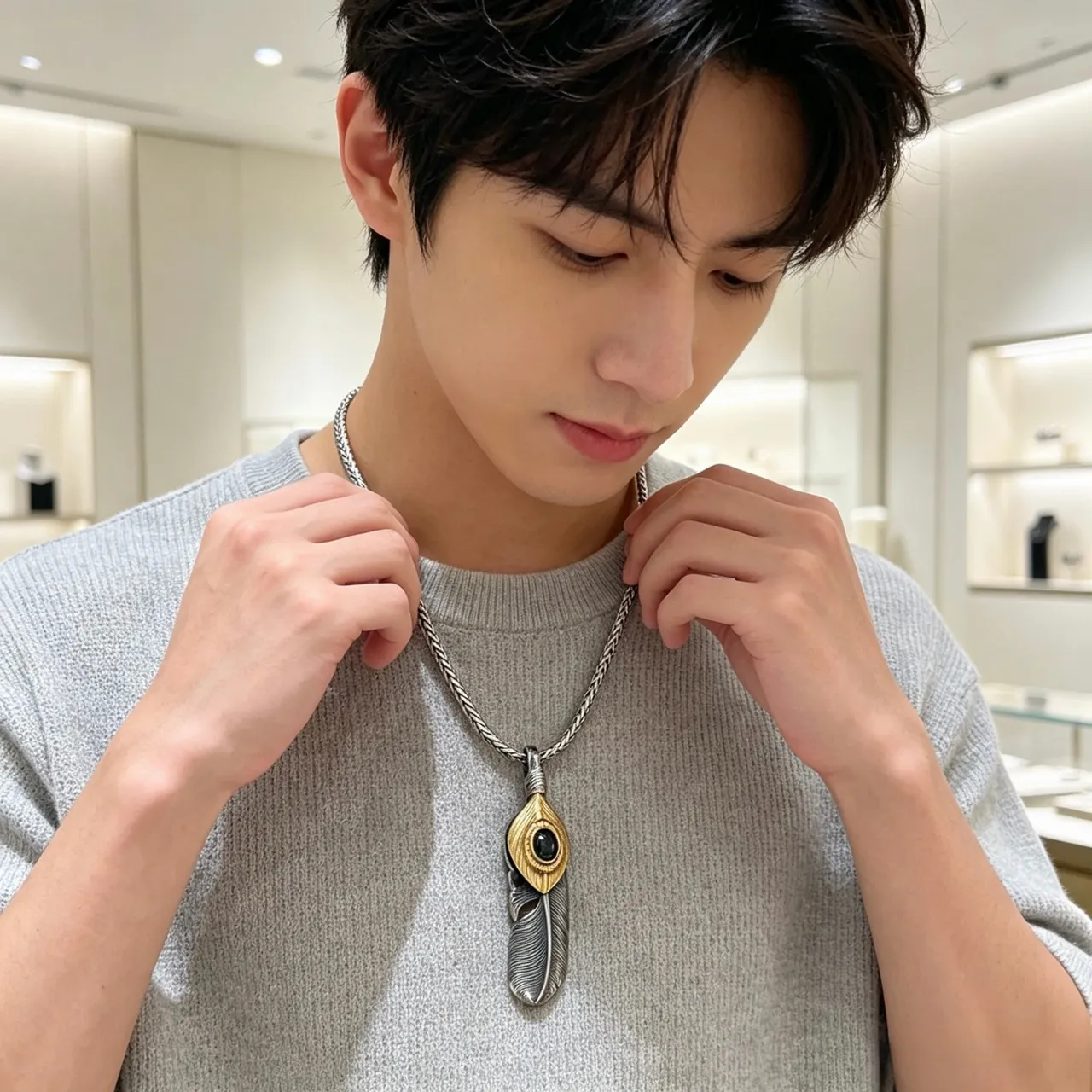 Gucci Feather Eye Motif Two-Tone Necklace 3