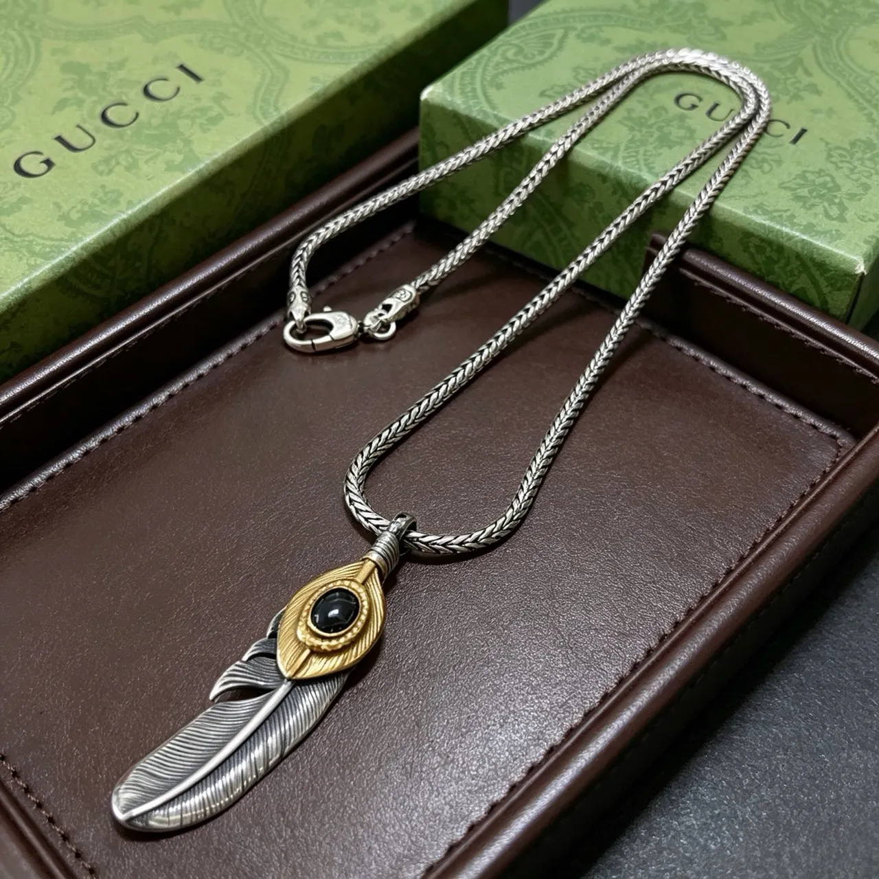 Gucci Feather Eye Motif Two-Tone Necklace 4