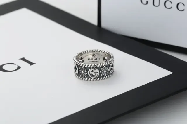Gucci Floral and Interlocking G Wide Band Ring 3