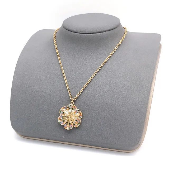 Gucci Floral Crystal Pavé Pendant Necklace 3