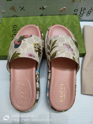 Gucci Floral Print GG Monogram Slide Slippers 3