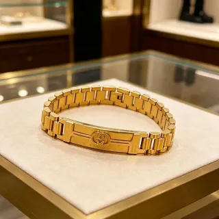 Gucci G-Link Gold-Tone Interlocking G Logo Bracelet
