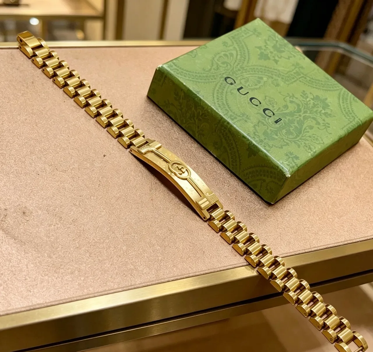 Gucci G-Link Gold-Tone Interlocking G Logo Bracelet 7